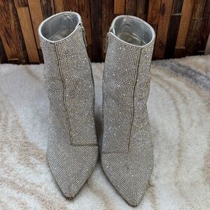 Gianni Bini Sparkling Silver Ankle Boots